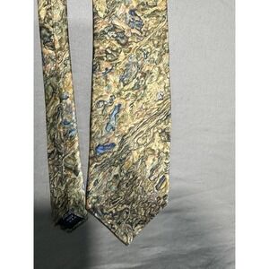 VINTAGE Cocktail Colors 100% Silk‎ Men's Necktie Abstract Gold/Blue